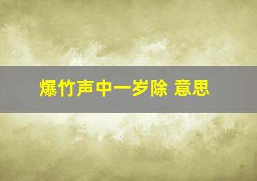 爆竹声中一岁除 意思